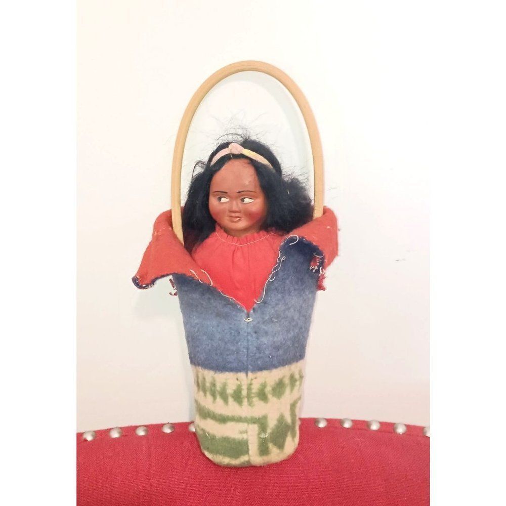 Vintage Native American Bully Good Skookum Doll Blanket Papoose Cradle Board